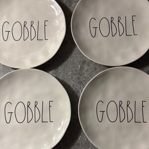 Rae Dunn Cream Melamine'Gobble' Dinner Plates Set